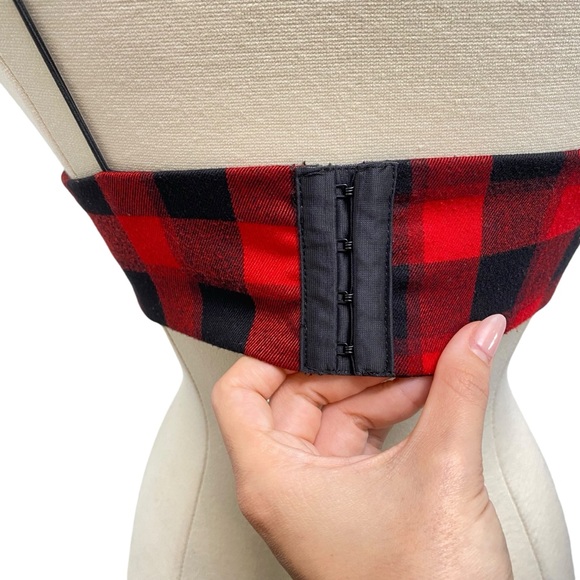 Checkered Plaid Bralette In Red & Black Size Medium - Picture 7 of 11